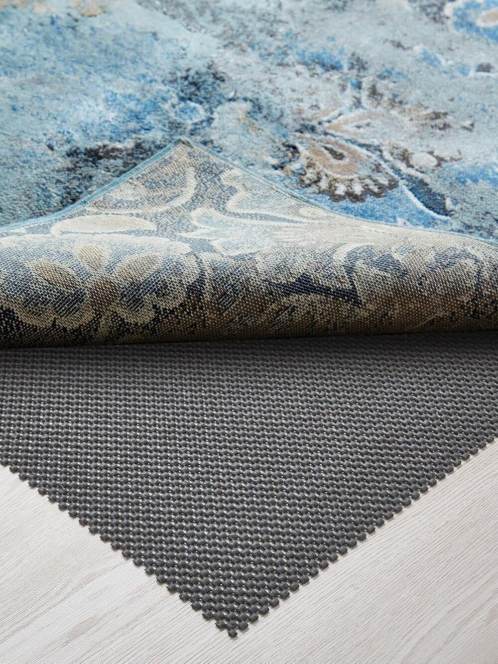 Non-Slip Rug Pad Gripper 3x5 Ft for Hardwood & Tile Floors, Thick Dark Grey